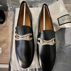 Gucci Jordaan Leather Black Loafers Size 39